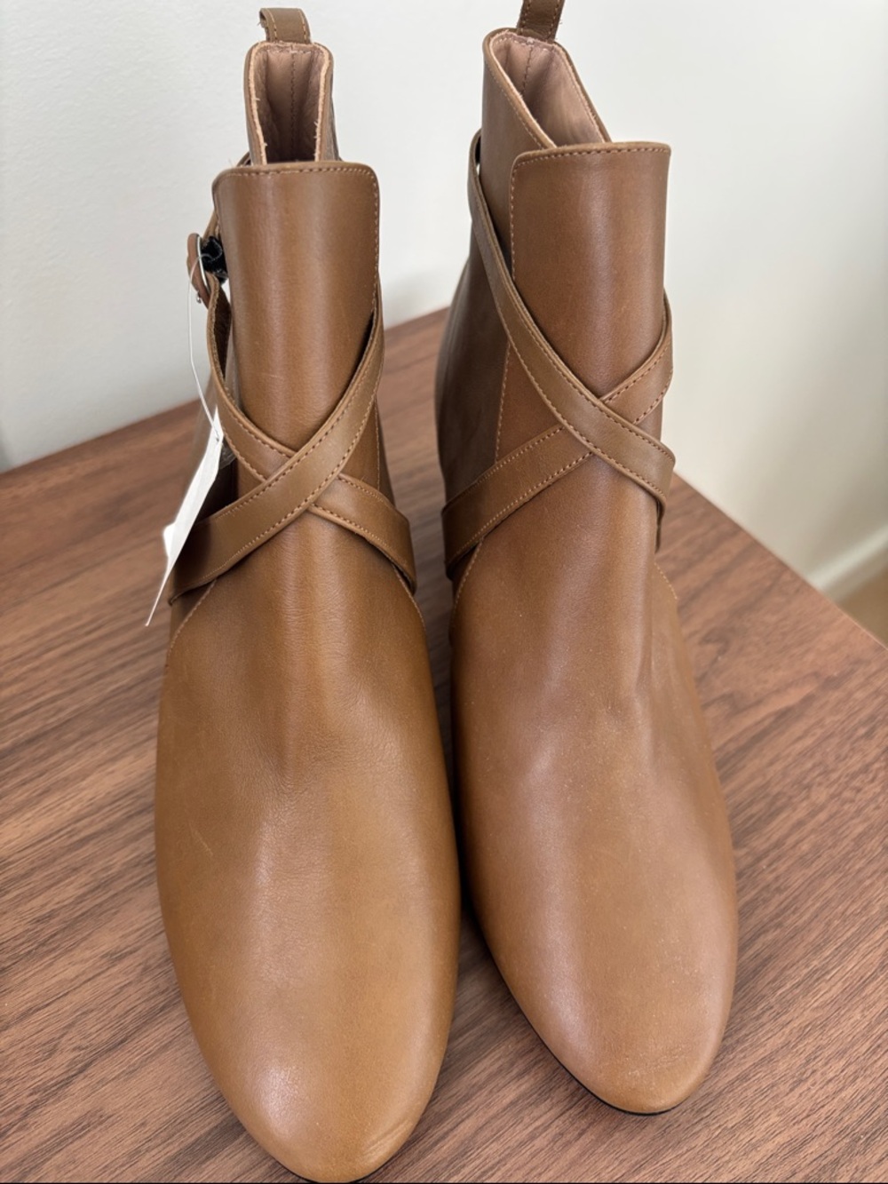 Repetto Brown Leather Ankle Booties with Cross-Strap Detail